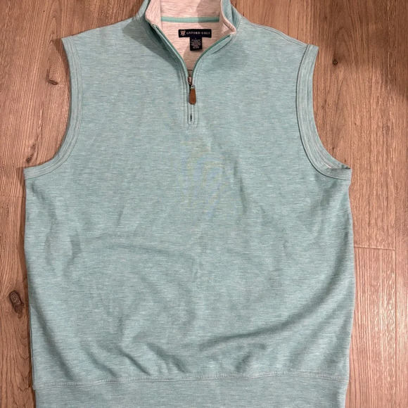 Oxford Golf Vest Mens L Blue 1/4 Zip Pullover Cotton Blend Outdoor Casual Preppy - Picture 11 of 14